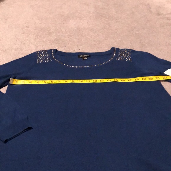 NWT Jessica Blue Long-Sleeve Top (Petite) - Picture 5 of 8